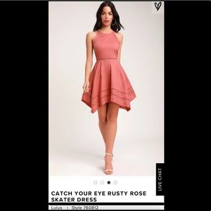 NWT Lulu’s Catch Your Eye Rusty Rose Skater Dress
